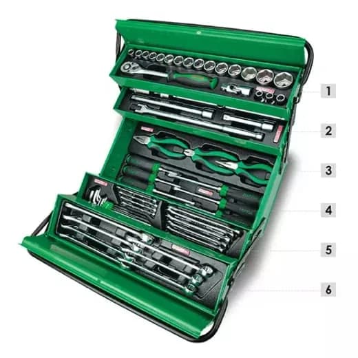 Caja de Herramientas 62 Pz. Caja Metal Verde