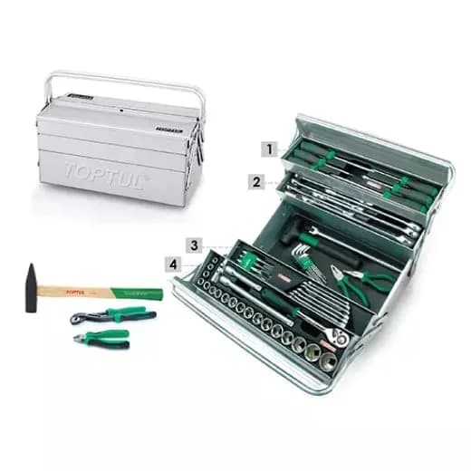Caja de Herramientas 63 Pz. Caja Metal Plateada
