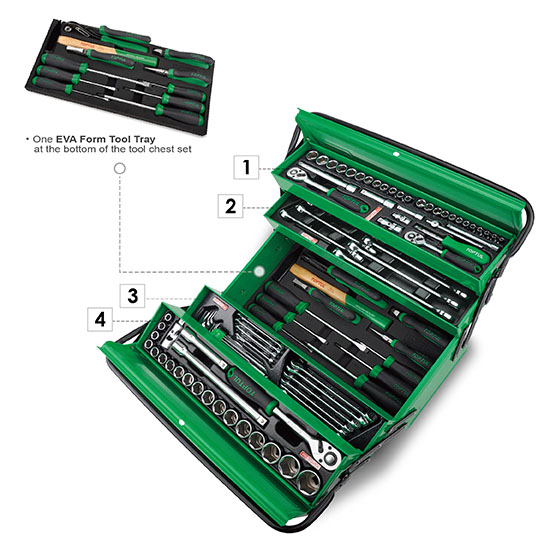 Caja de herramientas 94 Pz. 1/4", 3/8" y 1/2